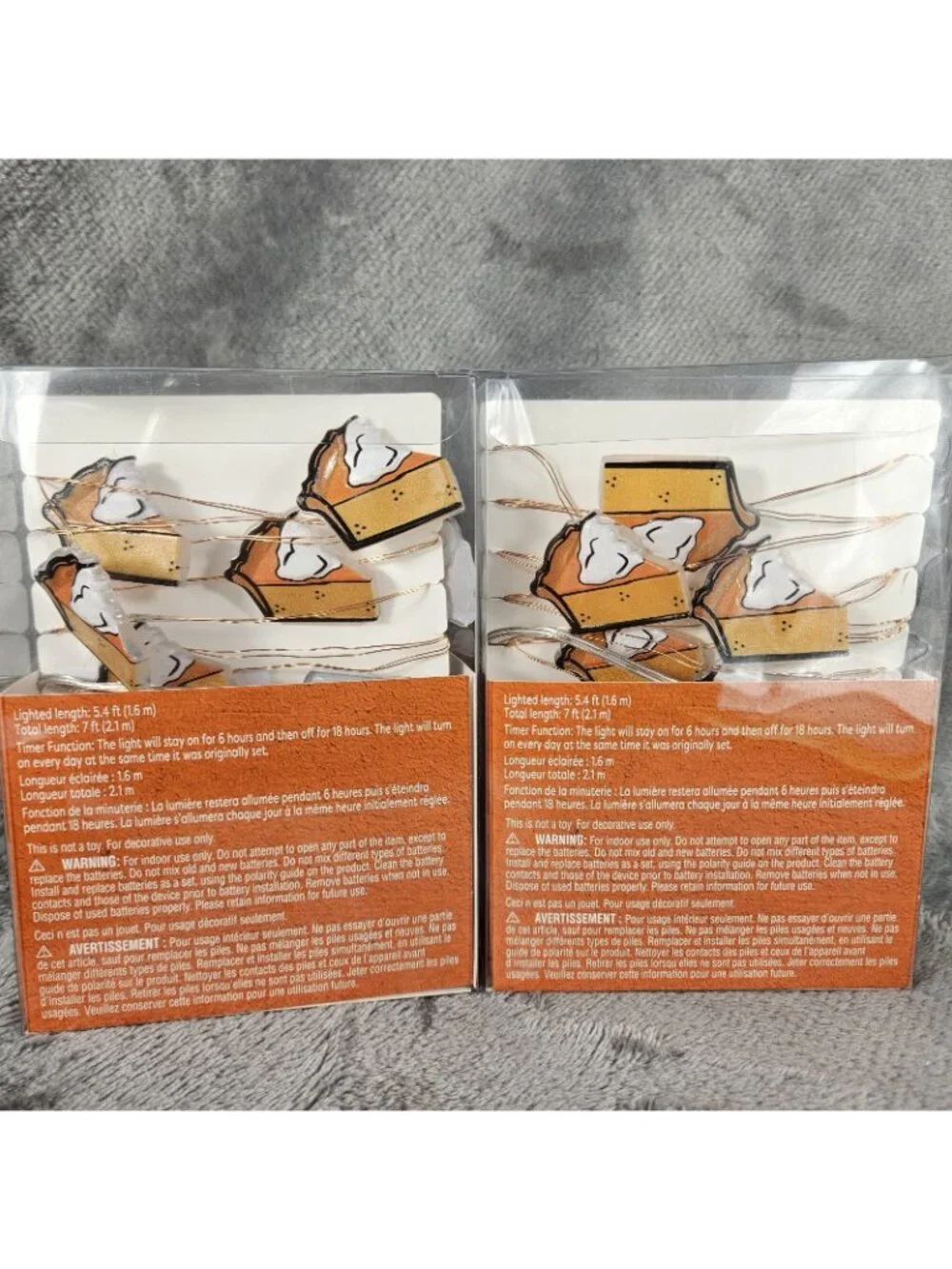 Halloween Orange Pumpkin Pie LED String Lights Lot of 2 Holiday Fall Thanksgivng